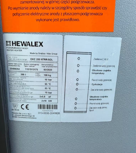 Nieuw Hewalex OKC 200 NTRR/SOL Zonnenboiler