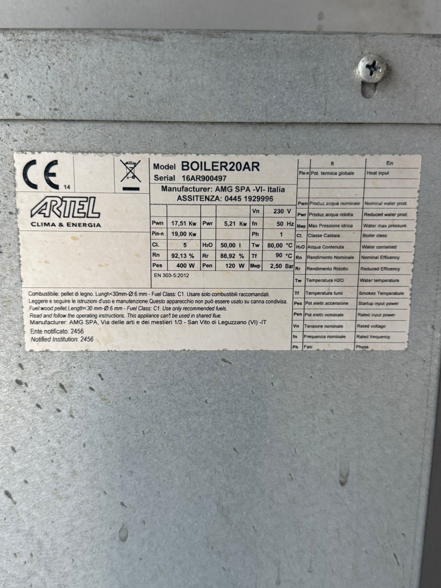 Cv Pelletkachel Artel 20kW AR