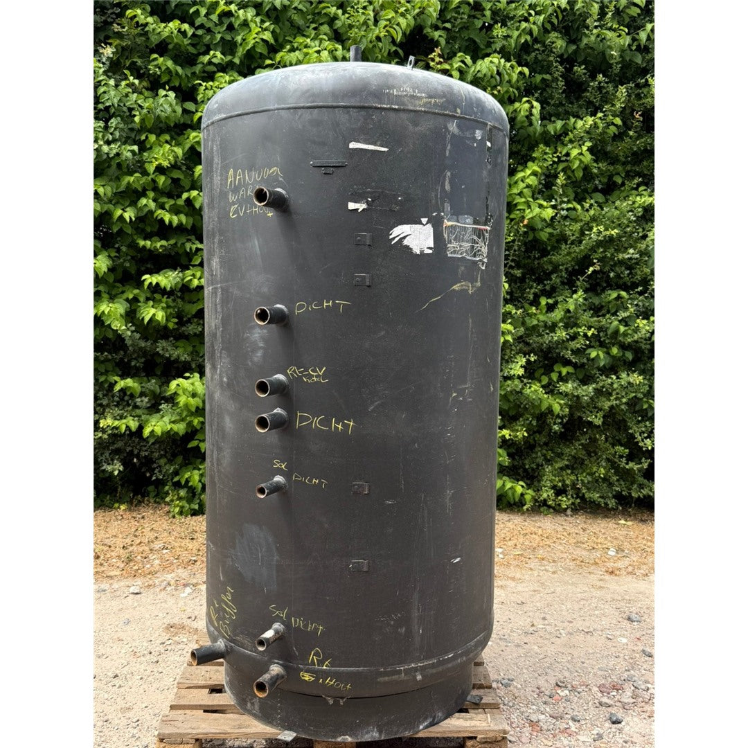Buffervat 2000 liter met RVS tapwaterspiraal en solar spiraal