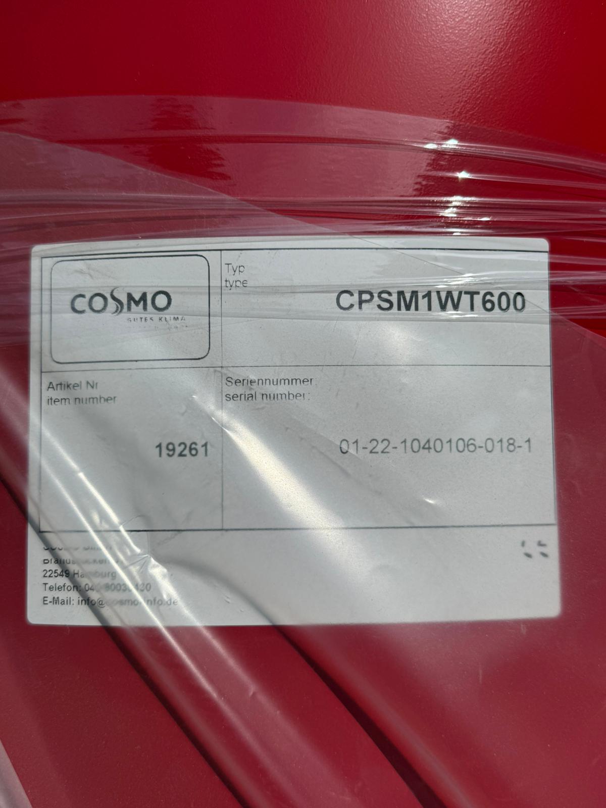 Nieuw Cosmo buffervat 600 liter met 1 warmtewisselaar — CPSM1WT600