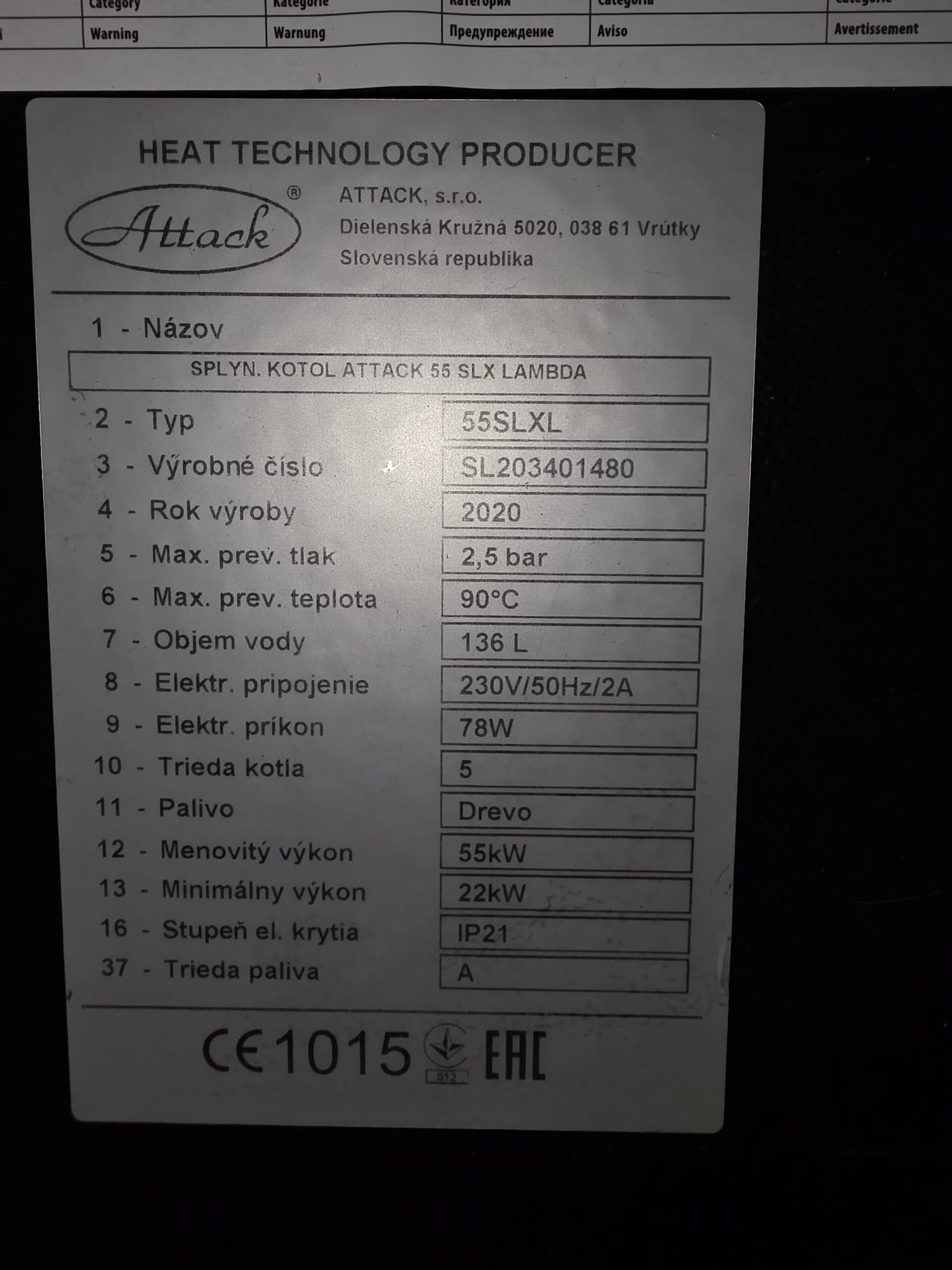 Houtvergasser - Houtkachel Attack 55 SLX LAMBDA