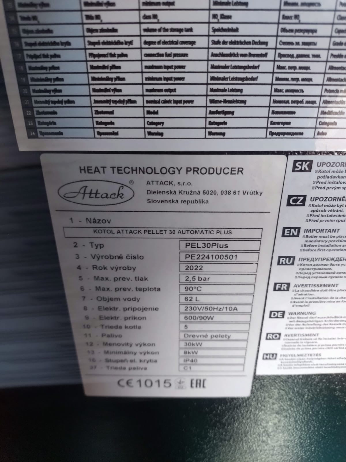 Nieuwe Cv Attack Pellet Automatic 30 kW INCL Bunker/Vijzel