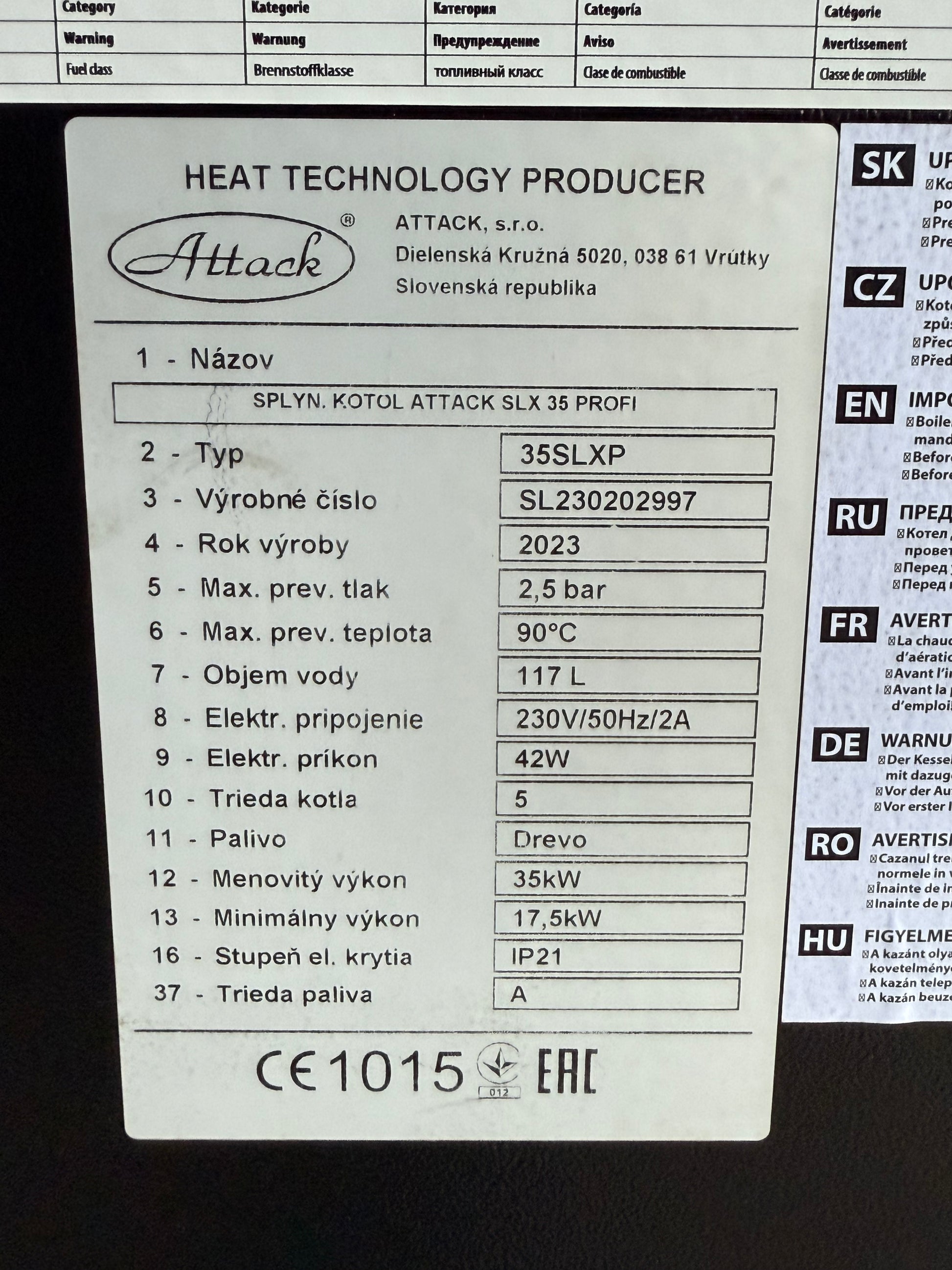 Nieuw Attack SLX 35 Profi Houtvergasser 35kw
