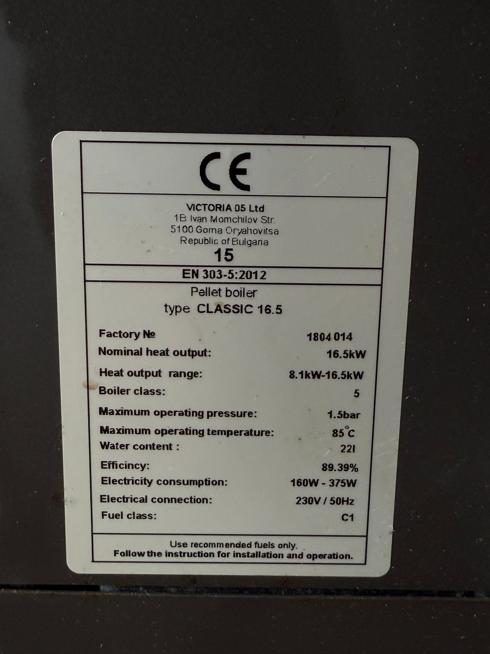 Cv Pelletkachel Victoria Classic 16kW