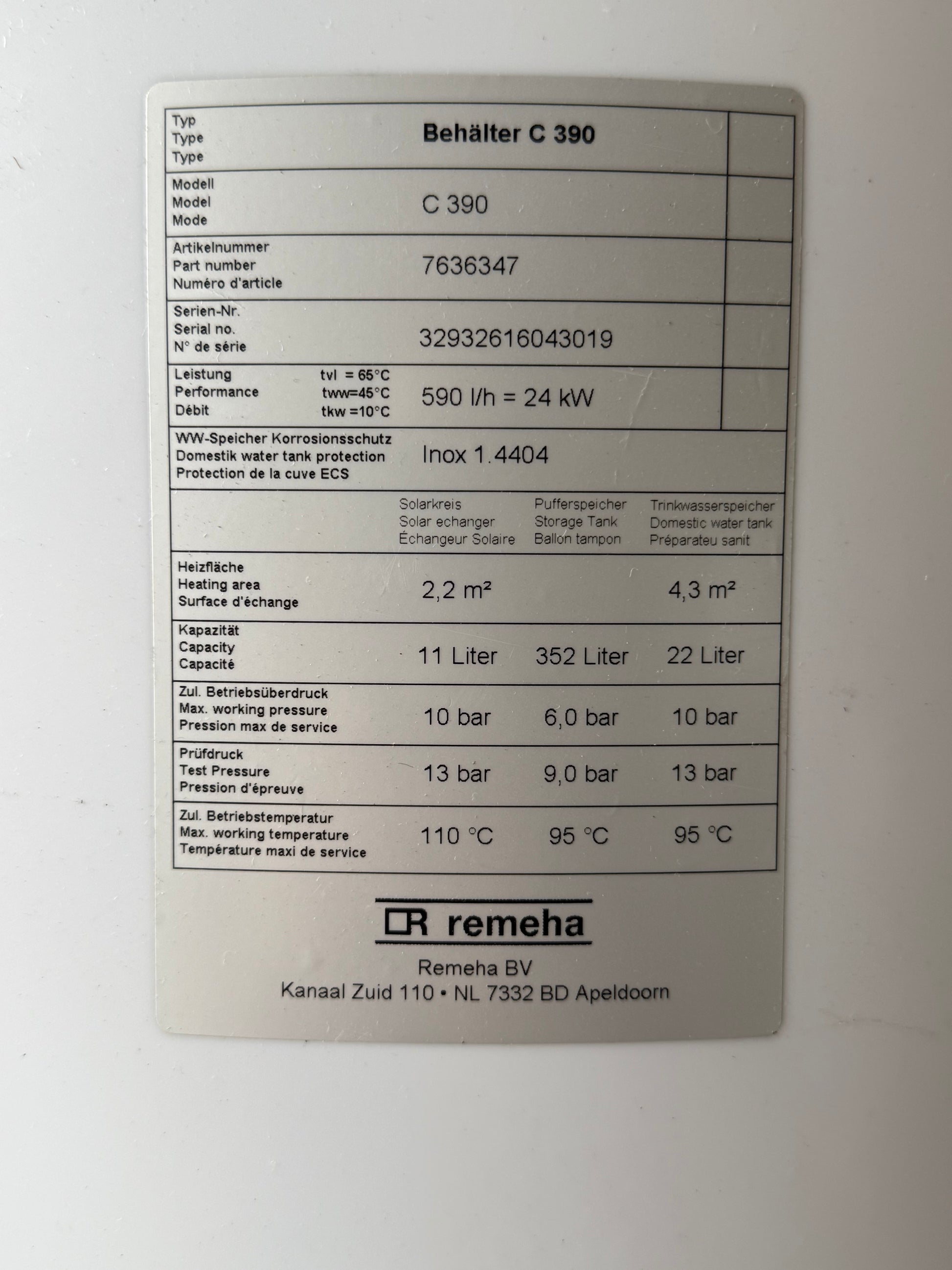 Cv Buffervat Remeha C390