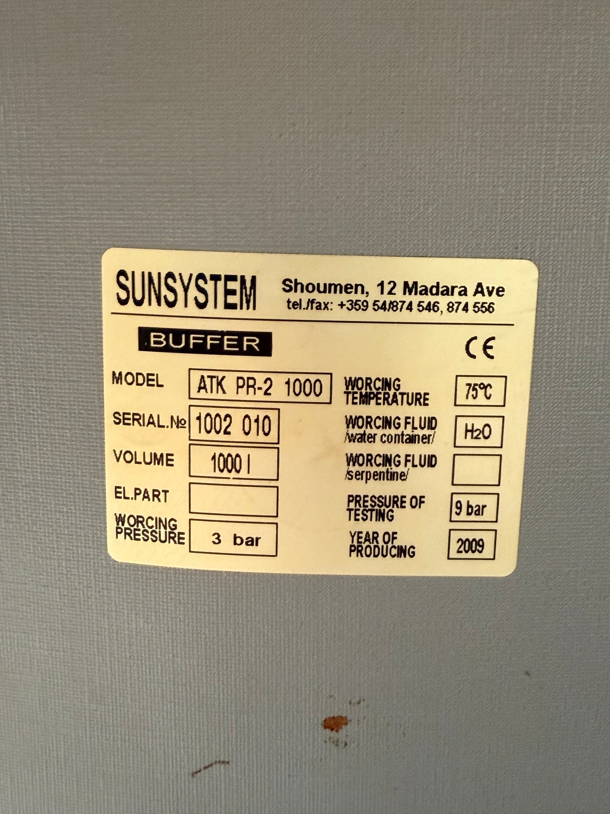 Cv Buffervat Sunsystem 1000 liter met 2 spiralen