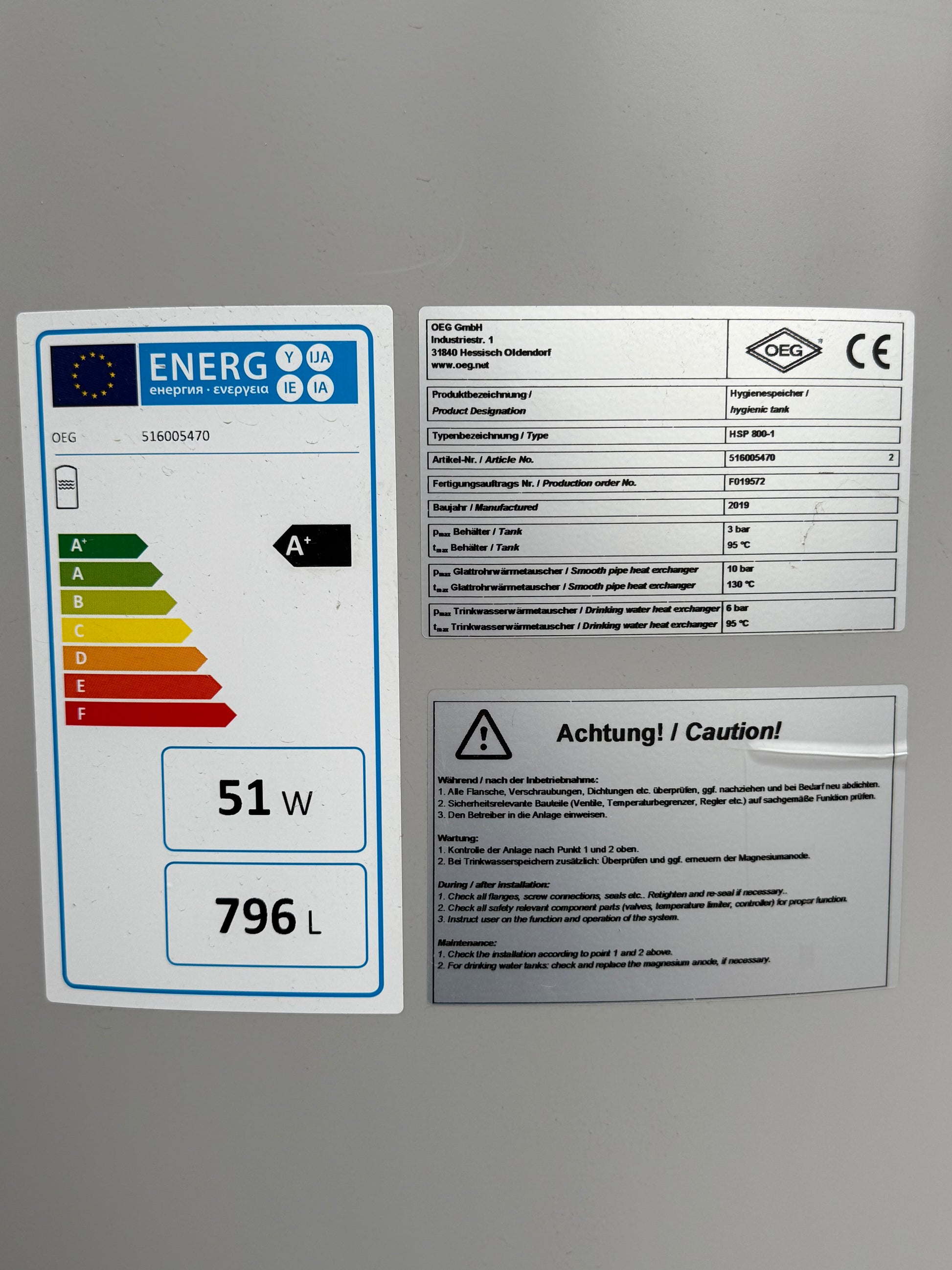 OEG Verswaterboiler 800 liter - RVS Wisselaar