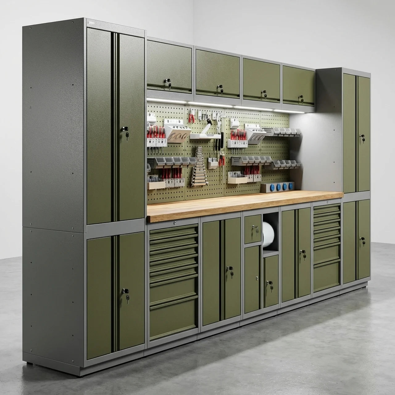 Garage Werkbank met Kasten 434 cm – Complete Werkplaats Inrichting