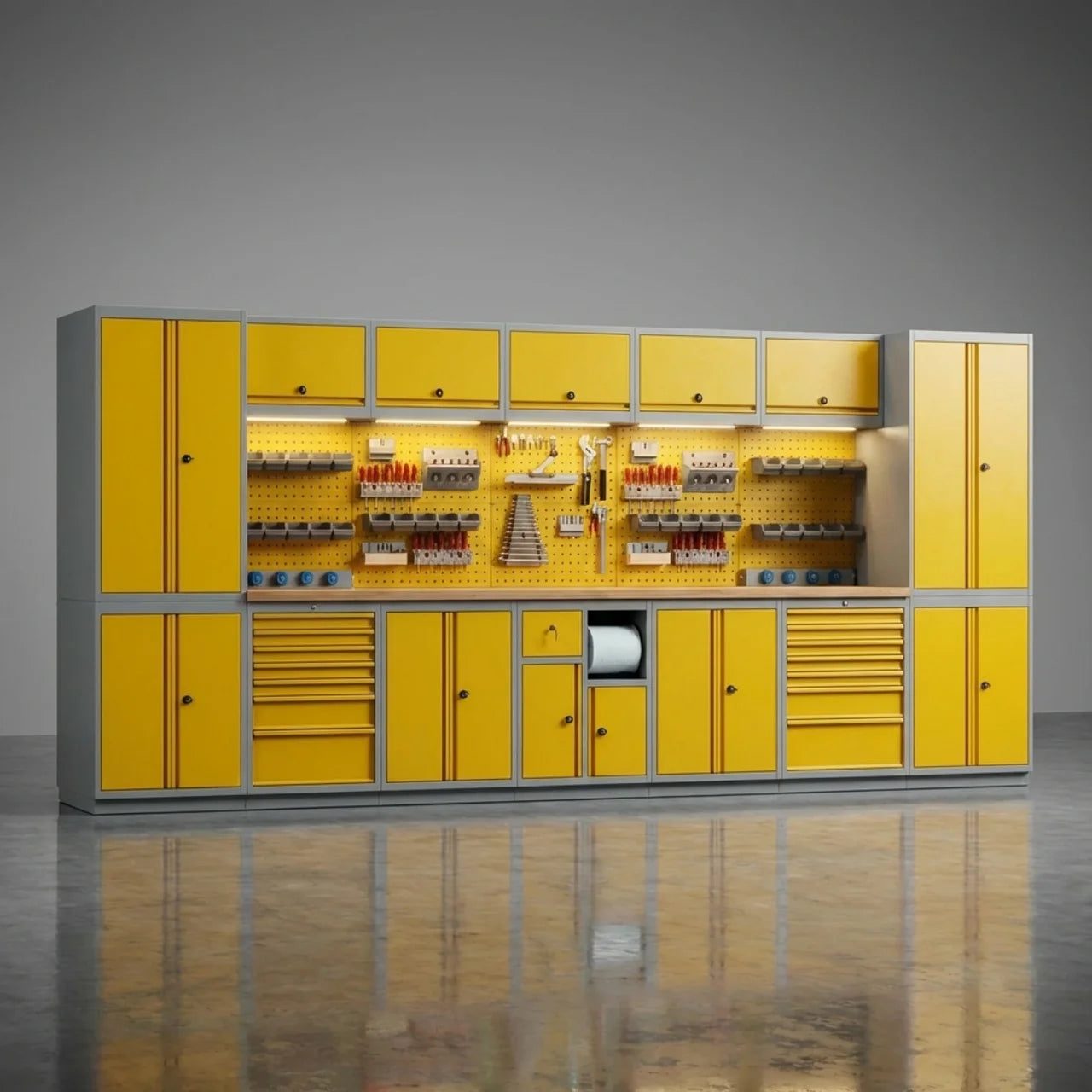 Garage Werkbank met Kasten 434 cm – Complete Werkplaats Inrichting