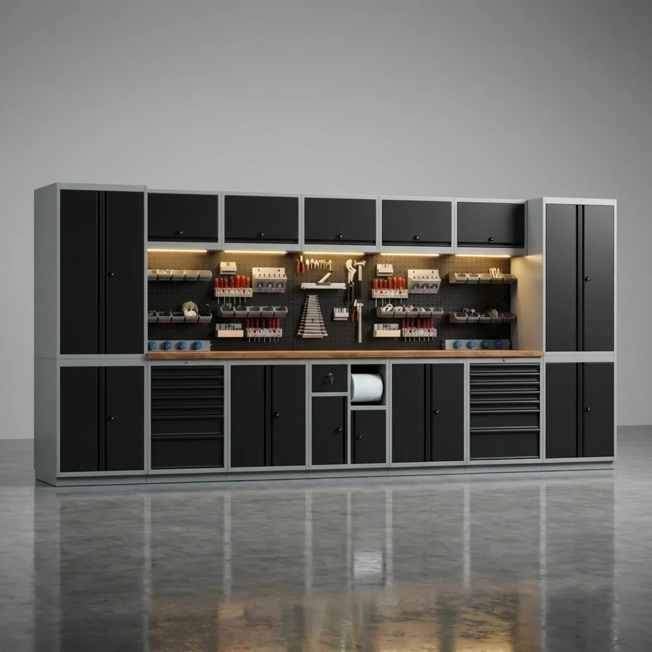 Garage Werkbank met Kasten 434 cm – Complete Werkplaats Inrichting