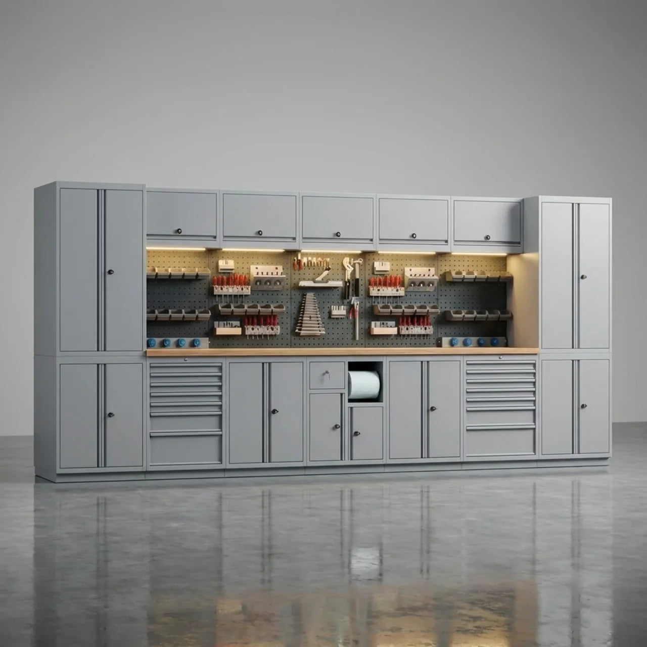 Garage Werkbank met Kasten 434 cm – Complete Werkplaats Inrichting