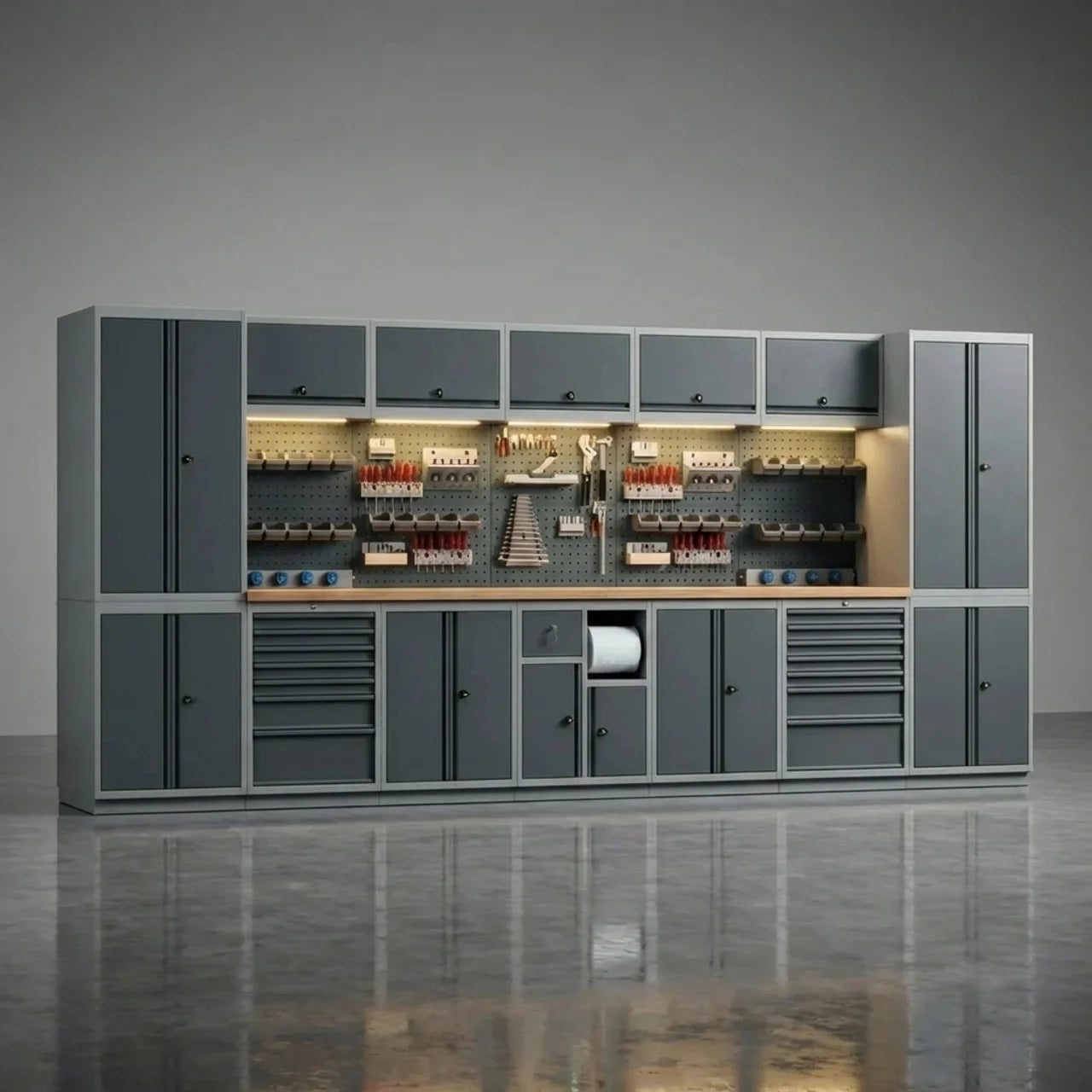 Garage Werkbank met Kasten 434 cm – Complete Werkplaats Inrichting