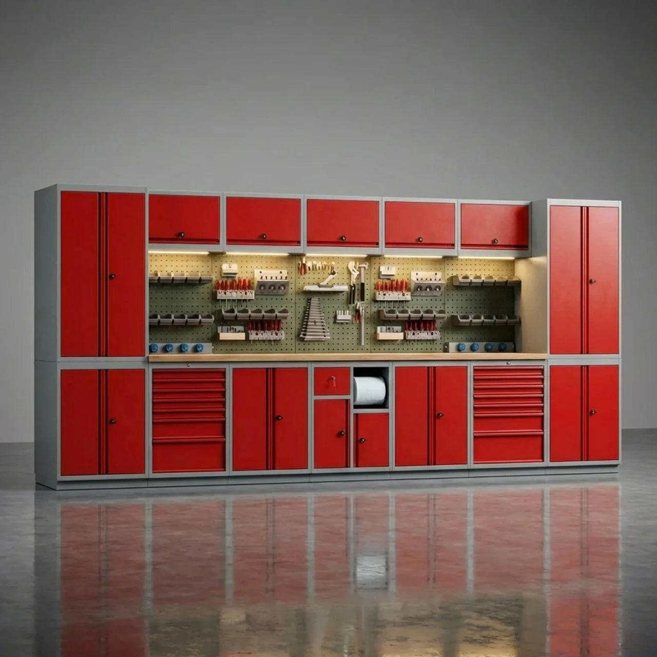 Garage Werkbank met Kasten 434 cm – Complete Werkplaats Inrichting