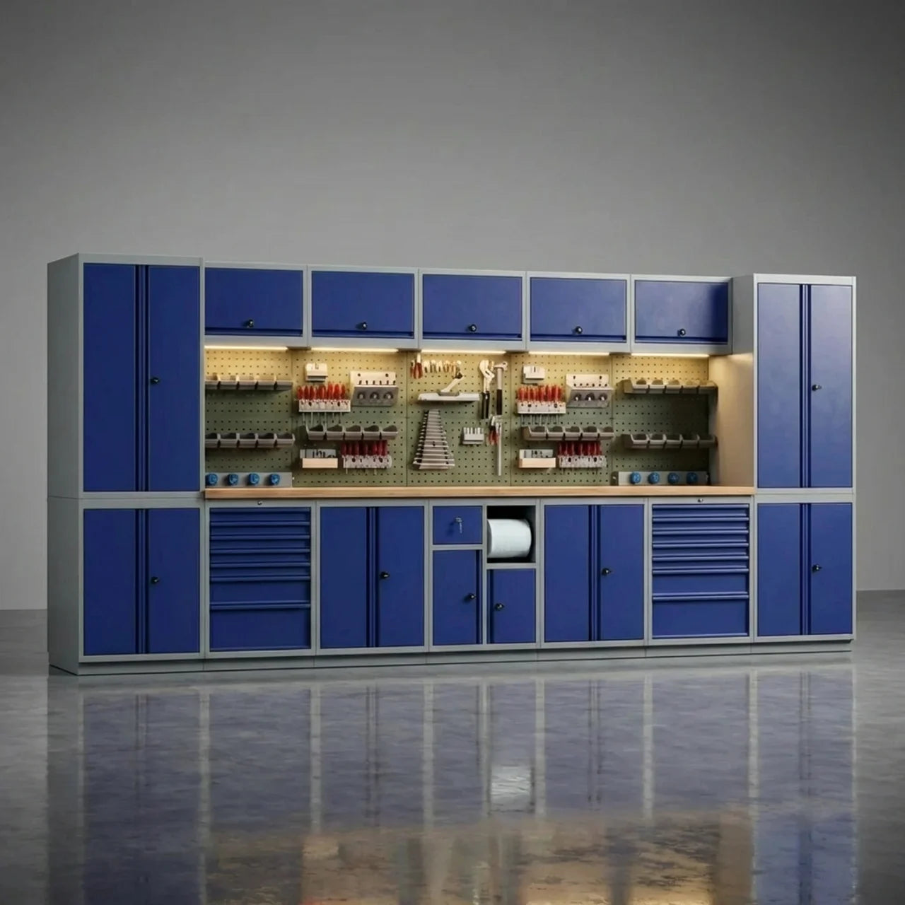 Garage Werkbank met Kasten 434 cm – Complete Werkplaats Inrichting