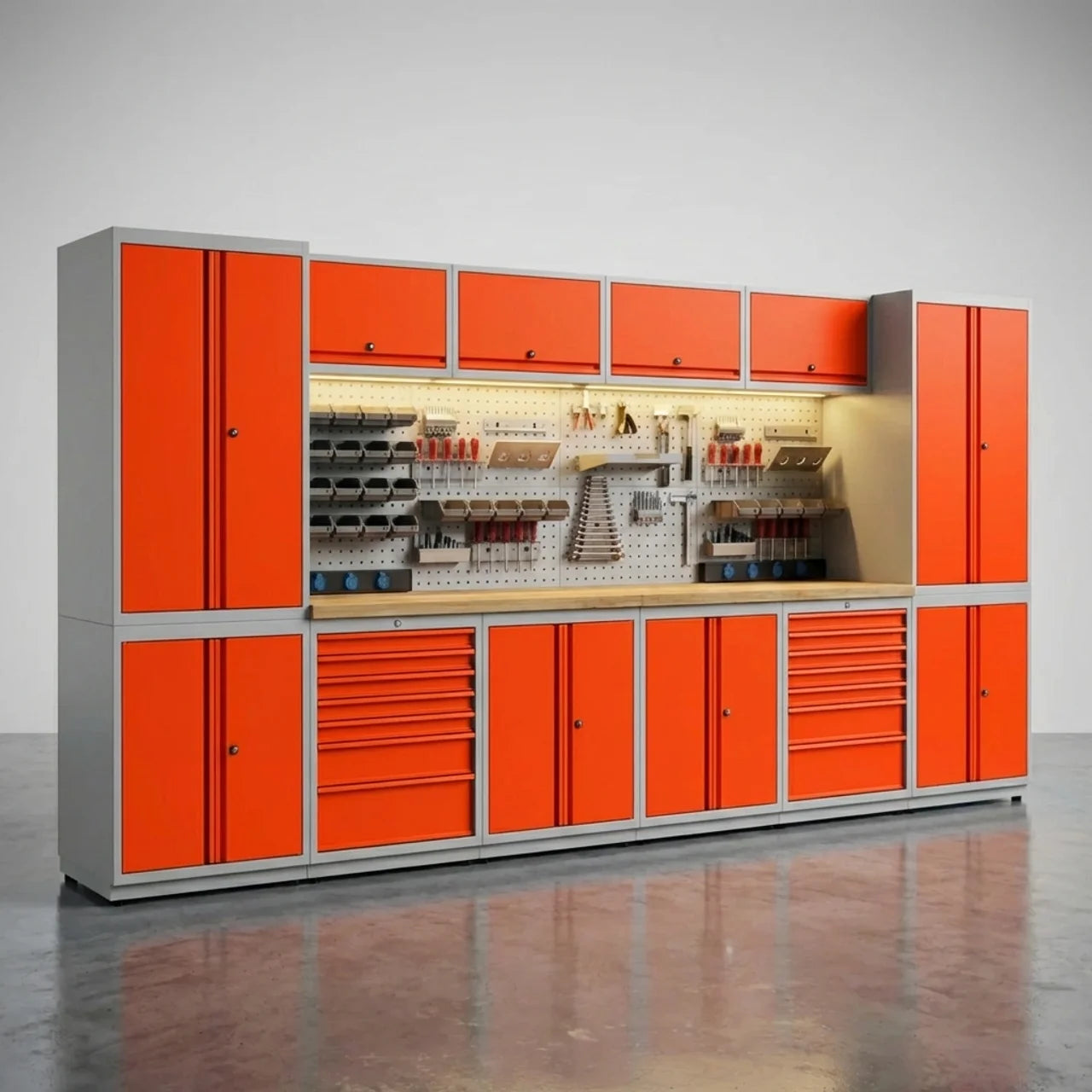 Garage Werkbank Kastensysteem 372 cm – Werkplaats Opbergsysteem met LED